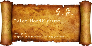 Ivicz Honóriusz névjegykártya